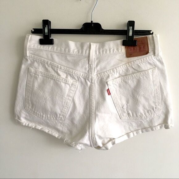 LEVI’s 501 Cut Off Denim Shorts Destruction White 29 - Picture 3 of 13